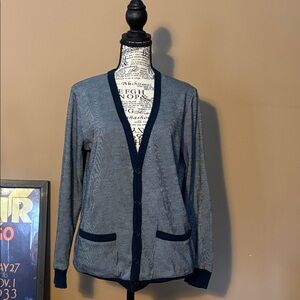 Twenty-one Men Men's Gray and Navy Cardigan Sweater